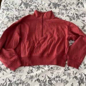Cropped Half Zip Sweatshirt